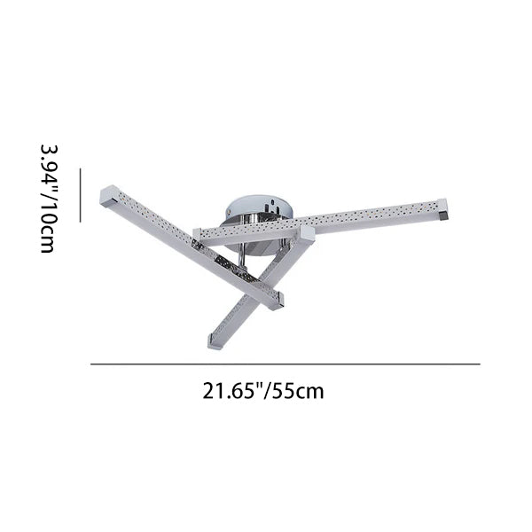 Modern Minimalist Stainless Steel Iron Triangular Hollow LED Semi-Flush Mount Ceiling Light For Living Room &amp; Bedroom