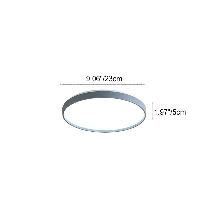 Modern Minimalist Round Solid Color Acrylic Iron LED Flush Mount Ceiling Light For Living Room &amp; Bedroom