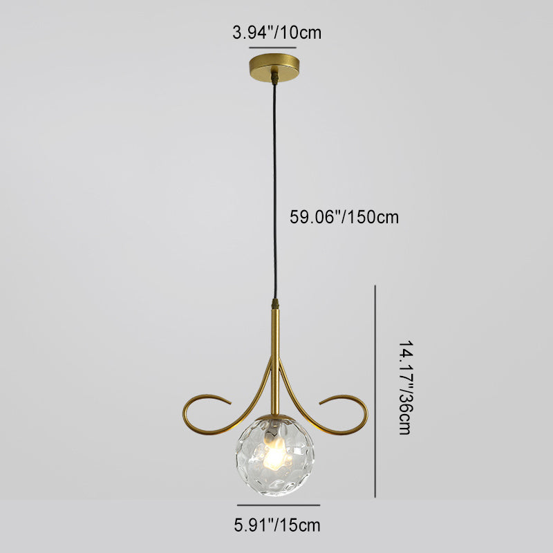 Suspension lumineuse à 1 ampoule en verre et fer avec barbe nordique contemporaine pour chambre 