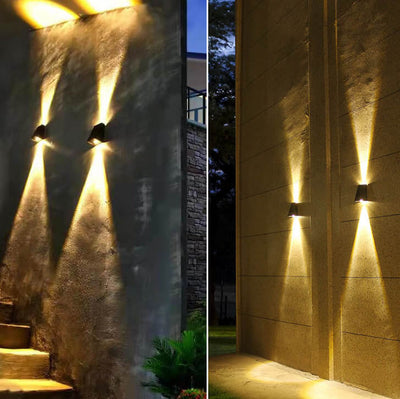Simple Solar Trapezoid Outdoor Waterproof Up and Down Lights LED Wall Sconce Lamp