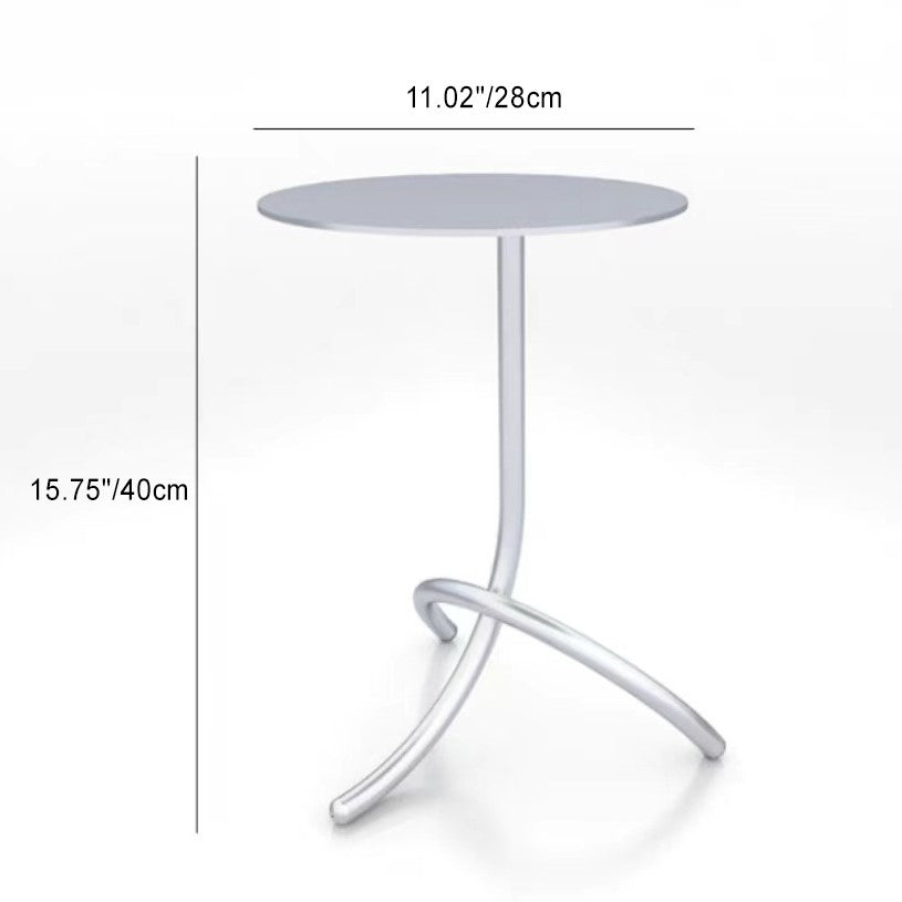 Table basse ronde minimaliste moderne en acier inoxydable en forme de J pour salon 