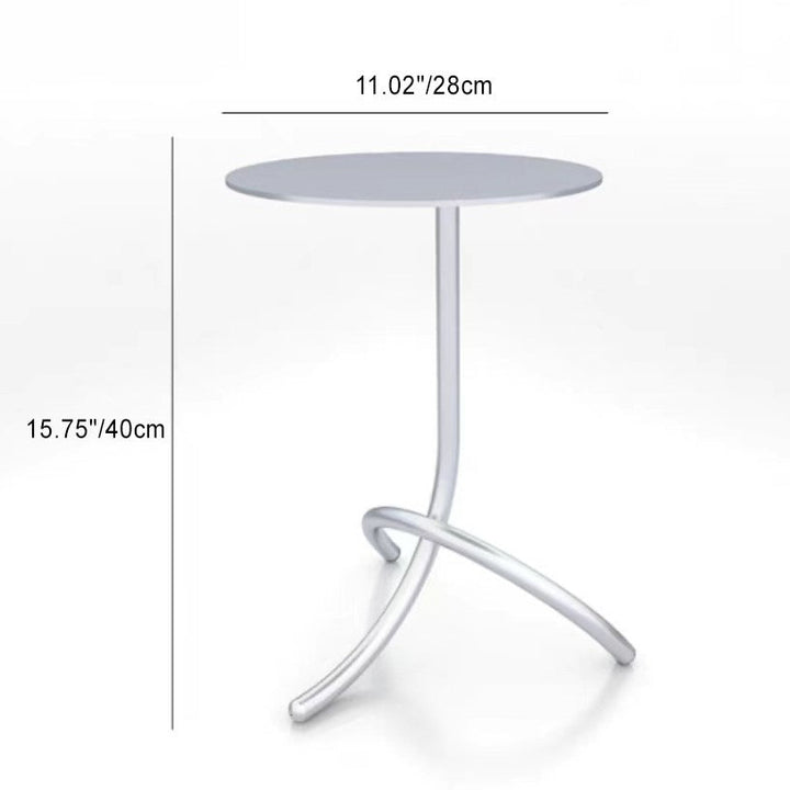 Table basse ronde minimaliste moderne en acier inoxydable en forme de J pour salon 