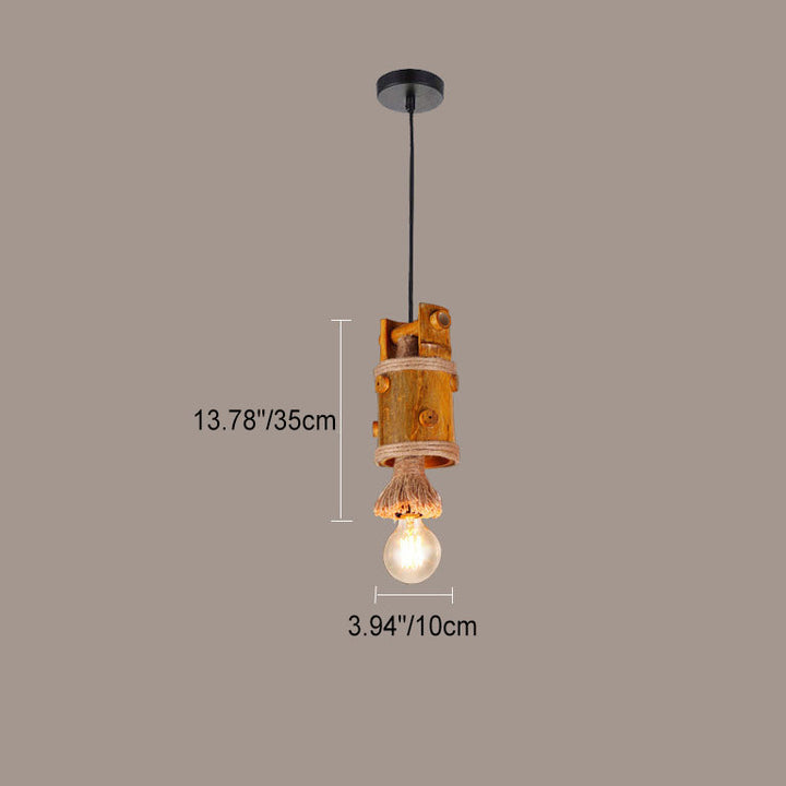 Lámpara de Araña de Cuerda de Tubería de Bambú Rústica Tradicional 1/3 Luz Isla para Comedor 