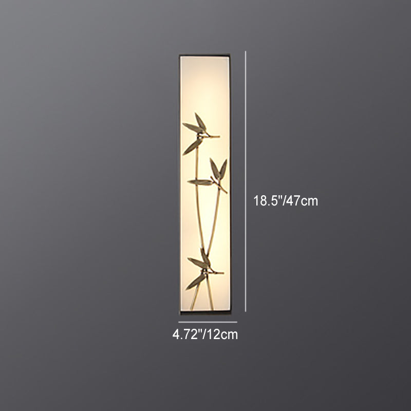 Applique murale LED traditionnelle en cuivre chinois marbre cubique feuille de bambou fleur de lotus ginkgo biloba pour chevet 