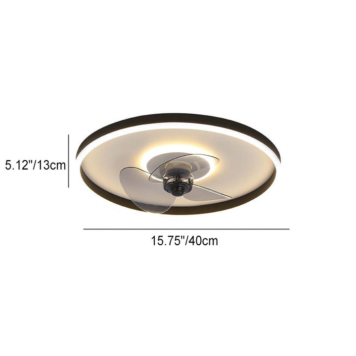 Contemporary Nordic Round Iron Silicone Aluminum Invisible LED Flush Mount Ceiling Fan Light For Living Room &amp; Bedroom