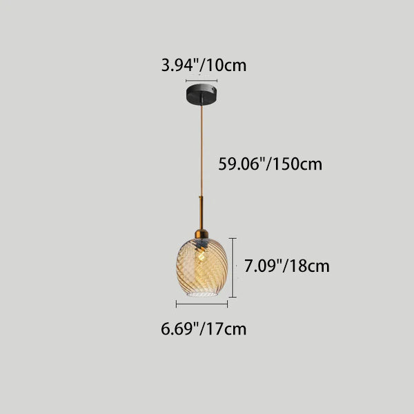 Moderne nordische 1-flammige Pendelleuchte aus Glas und Eisen mit runder geometrischer Struktur für Wohnzimmer &amp; Schlafzimmer 