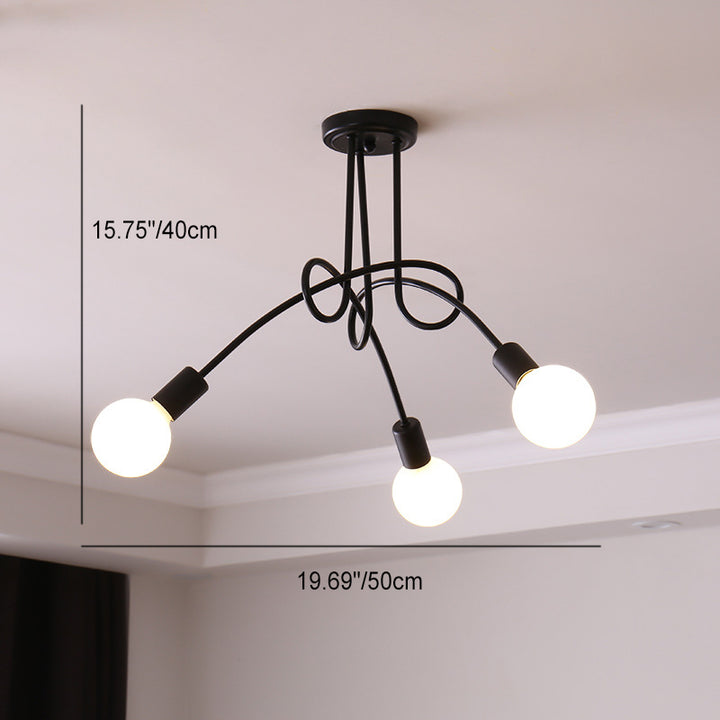 Zeitgenössischer kreativer Kronleuchter aus gebogenem Eisen mit 3/5 Lichtern für Wohnzimmer 