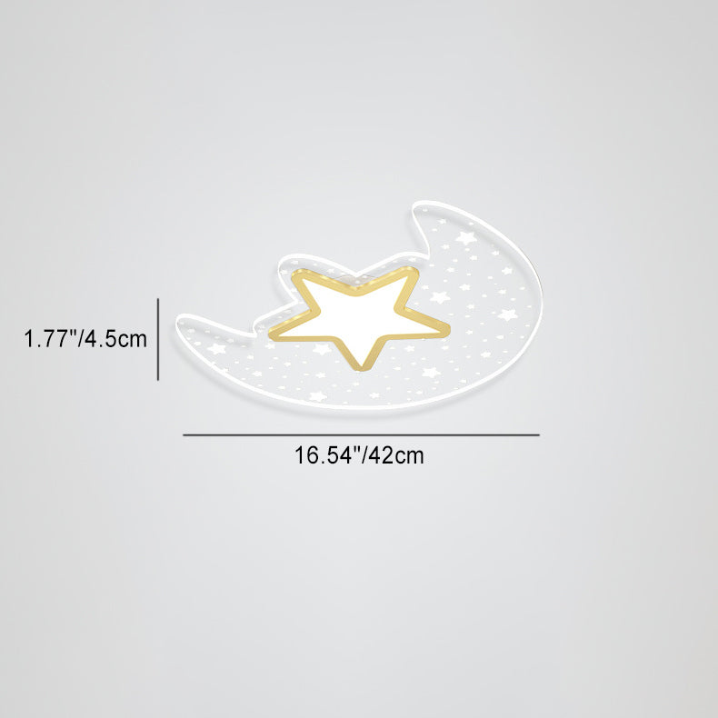 Luz de techo empotrada LED de aluminio acrílico estrella luna creativa contemporánea para dormitorio 