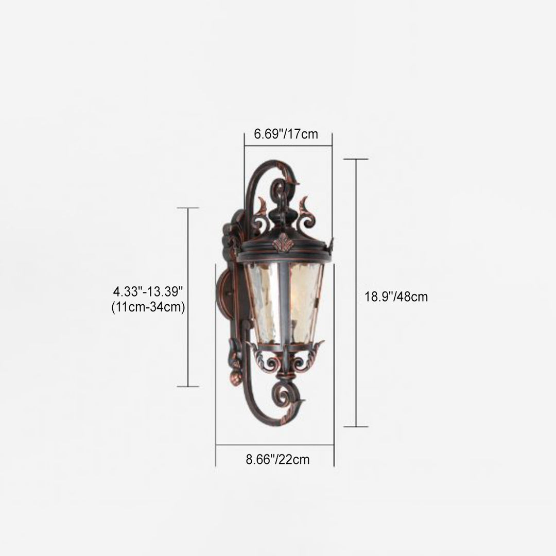 Lámpara de Aplique de Pared de Cilindro de Vidrio de Aluminio Impermeable Tradicional Europea de 1 Luz para Patio Exterior 