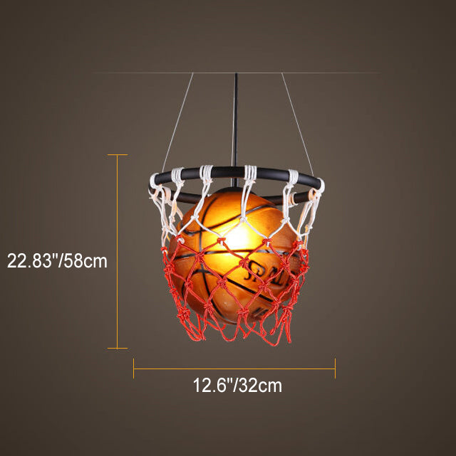 Moderne kreative Basketball Eisen Glas Mesh Seil 1-Licht Pendelleuchte 