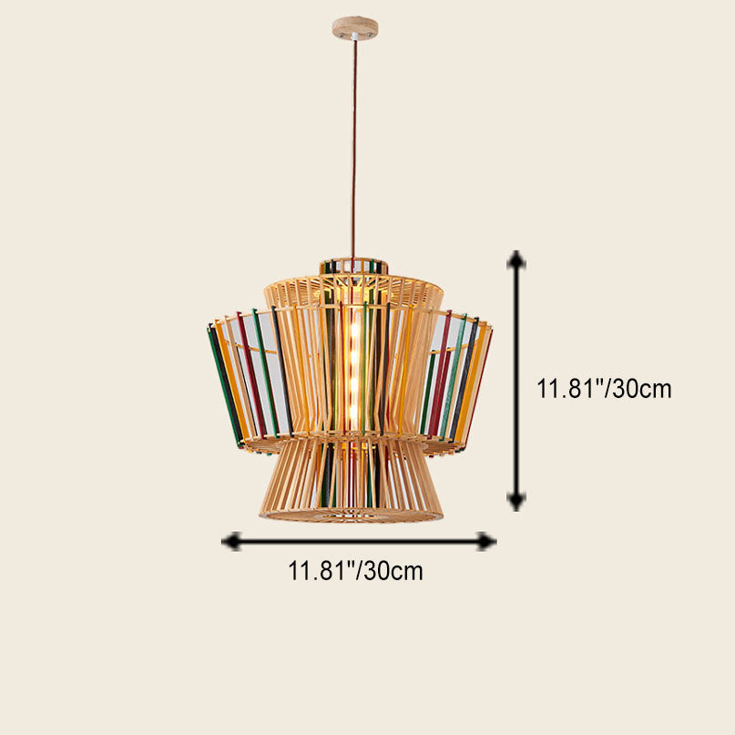 Suspension Luminaire Tressage Bois Rustique Moderne 1 Lumière 