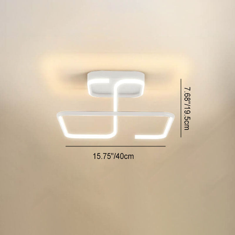 Modern Minimalist Lines Rectangular Iron Acrylic LED Flush Mount Ceiling Light