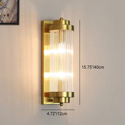 Cilindro de Vidrio de Hierro Tradicional Europeo Aplique de Pared de 2 Luces para Sala de Estar 
