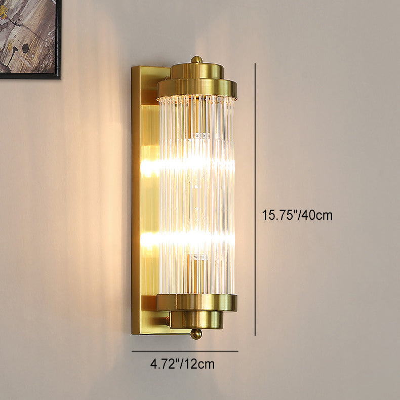 Cilindro de Vidrio de Hierro Tradicional Europeo Aplique de Pared de 2 Luces para Sala de Estar 