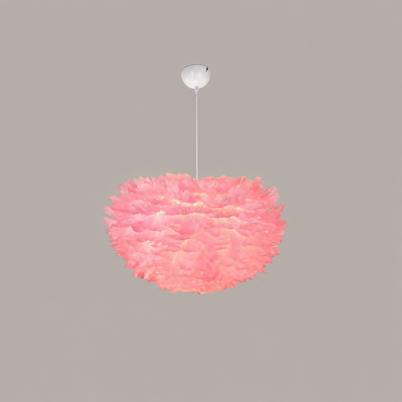 Modern Minimalist Feather Iron 1-Light Heart Shade Pendant Light for Living Room