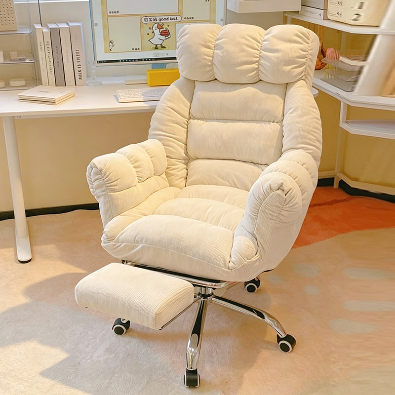 Modern Minimalist Rectangular Corduroy Stainless Steel Adjustable Swivel Desk Chair Backrest Armrest For Home Office