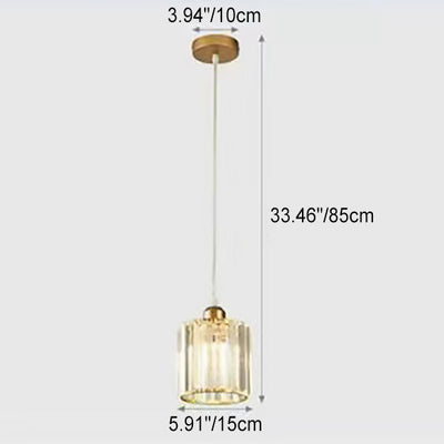 Modern Luxury Dazzling Prismatic Crystal Shade 1-Light Pendant Light For Bedroom