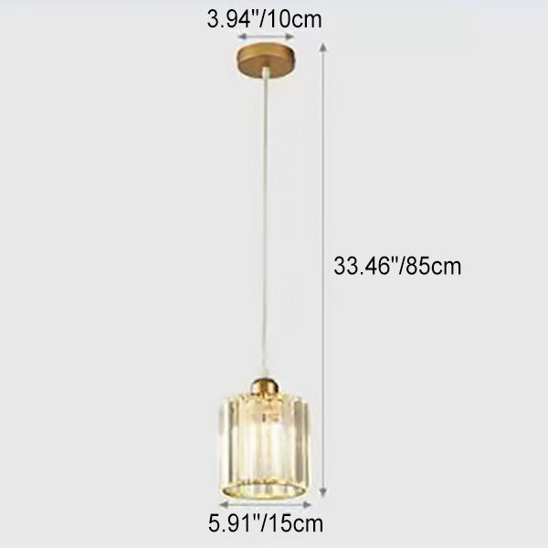 Modern Luxury Dazzling Prismatic Crystal Shade 1-Light Pendant Light For Bedroom