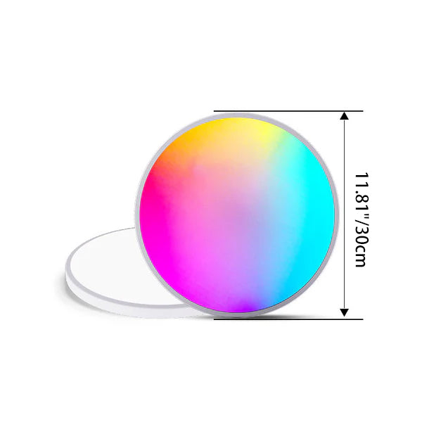 Moderne minimalistische runde RGB-LED-Deckenleuchte aus PP und PMMA mit Fernbedienung und Dimmfunktion für stimmungsvolle Beleuchtung im Wohnzimmer &amp; Schlafzimmer 