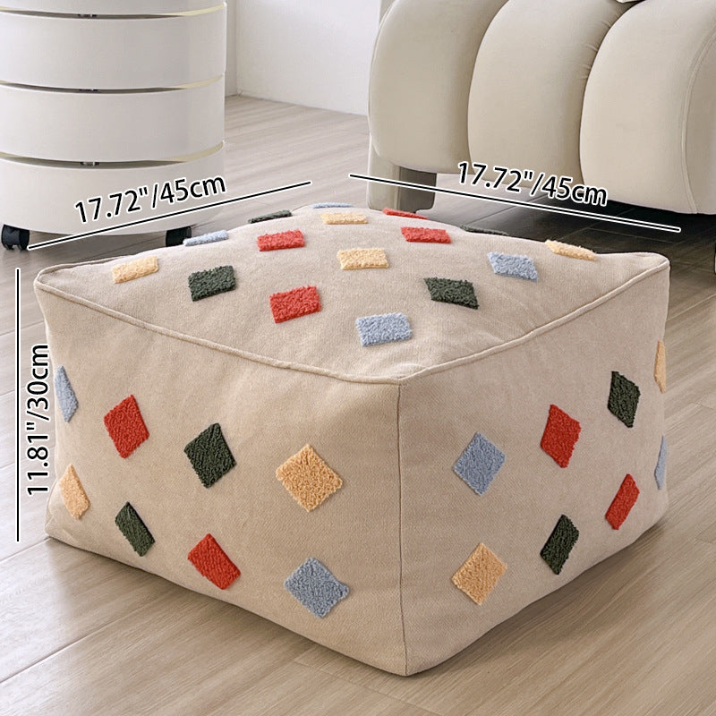 Zeitgenössischer Boho Quadratischer Polyester EPS Bunter Geometrischer Hocker für das Wohnzimmer 