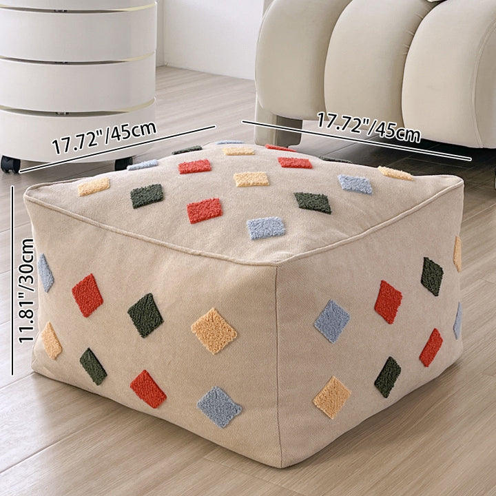 Zeitgenössischer Boho Quadratischer Polyester EPS Bunter Geometrischer Hocker für das Wohnzimmer 