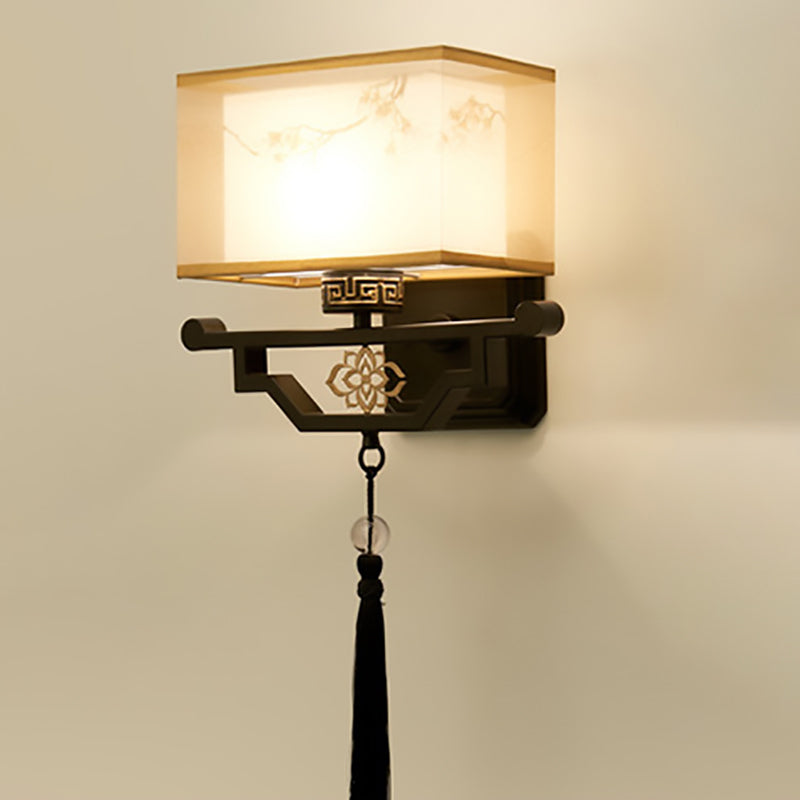Applique murale 1 lumière en tissu de fer brodé classique chinois 