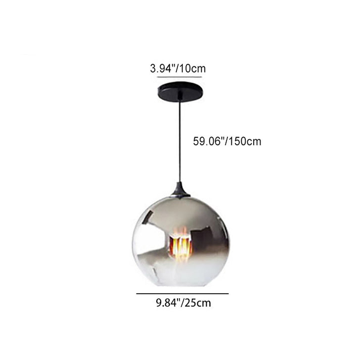 Suspension lumineuse contemporaine scandinave en verre orb et fer à 1 ampoule pour chambre 