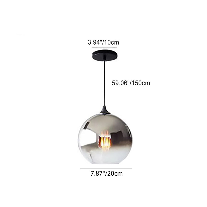 Suspension lumineuse contemporaine scandinave en verre orb et fer à 1 ampoule pour chambre 