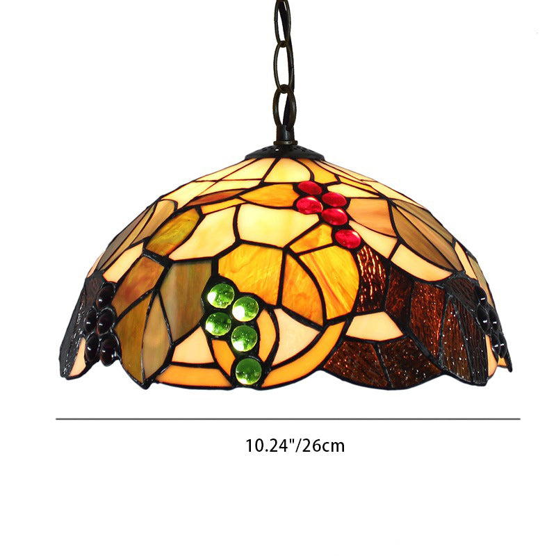 Traditionelle rustikale blumenförmige Pendelleuchte aus Eisen und Kupferglas mit 1 Licht für das Wohnzimmer 