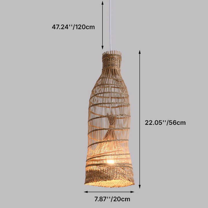 Luminaire suspendu à 1 lumière en cage de tissage en bambou zen chinois 