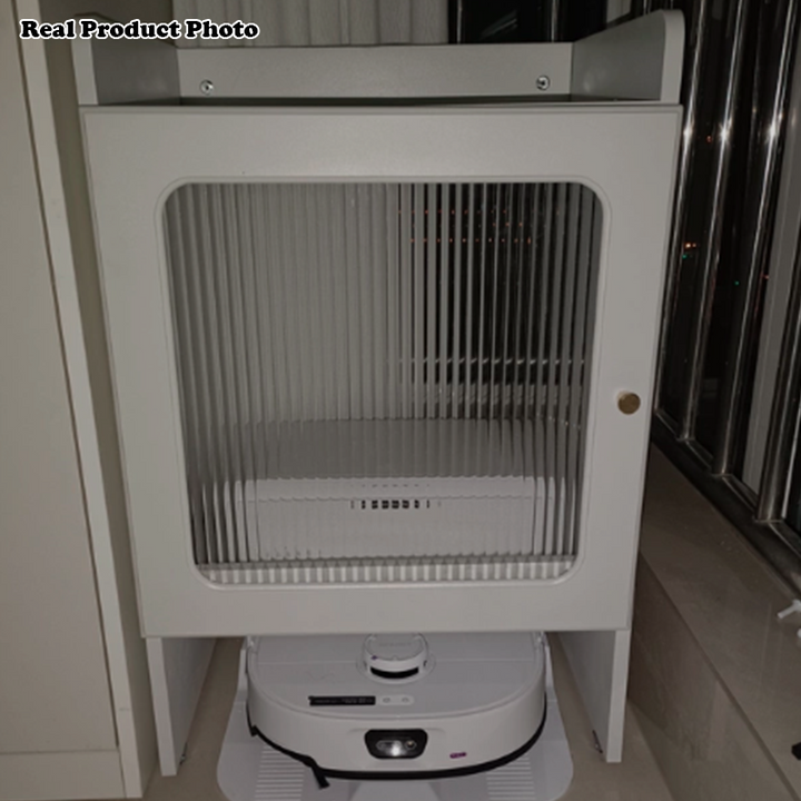 Mesa auxiliar nórdica contemporánea con franjas de vidrio, tablero y aglomerado, armario 1/2 con ruedas silenciosas para sala de estar 