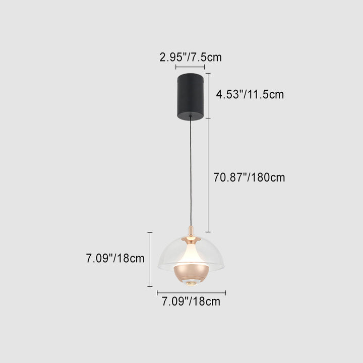 Moderne Einfachheit Hemisphäre Liftable Aluminium Acryl LED Pendelleuchte für Esszimmer 