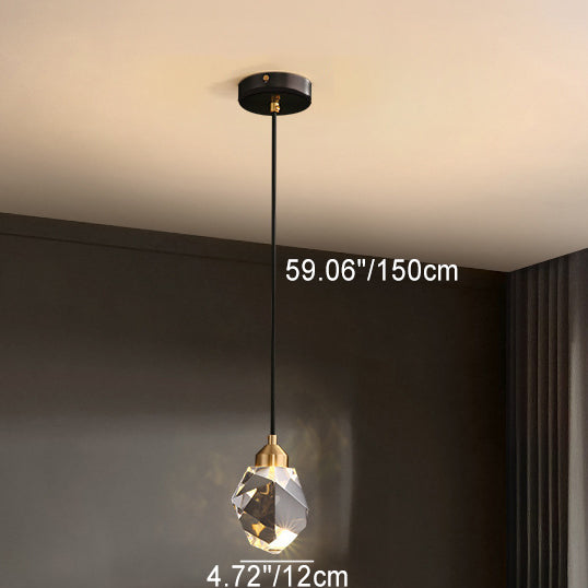 Moderne Luxus funkelnde Kristall Stein Eisen 1-Licht Pendelleuchte für Wohnzimmer