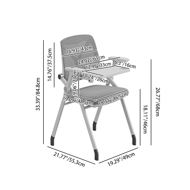 Multi-Function Adjustable Armrests &amp; Foldable Design Desk Chair - Minimalist Office Chair With 180° Flip Desk &amp; Ergonomic Support For Home Office