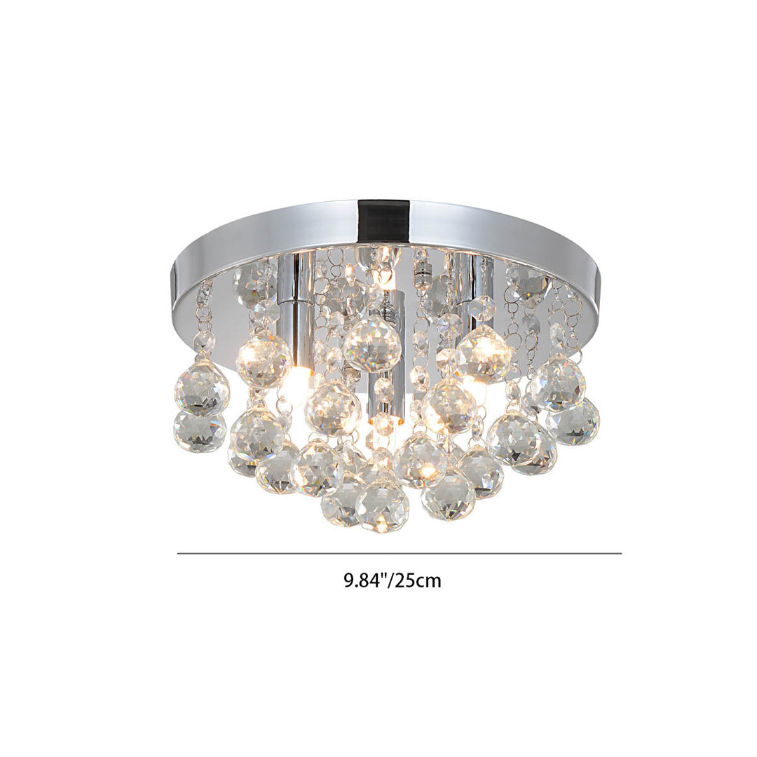 Modern Creative Light Luxury Crystal Round 3-Light Flush Mount Ceiling Light