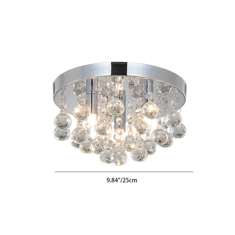 Modern Creative Light Luxury Crystal Round 3-Light Flush Mount Ceiling Light