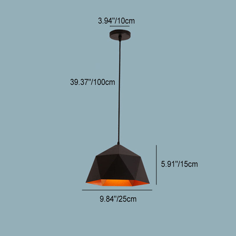 Lámpara colgante geométrica de hierro en forma de rombo con 1 luz de macarrón moderno 