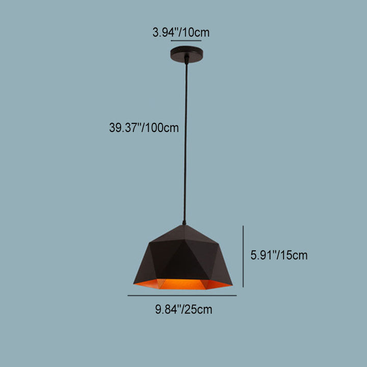 Lámpara colgante geométrica de hierro en forma de rombo con 1 luz de macarrón moderno 