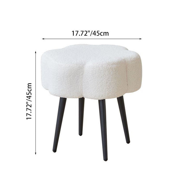 Contemporary Scandinavian Artificial Wood Sherpa Fabric Foam Sponge Armless Vanity Stool For Bedroom