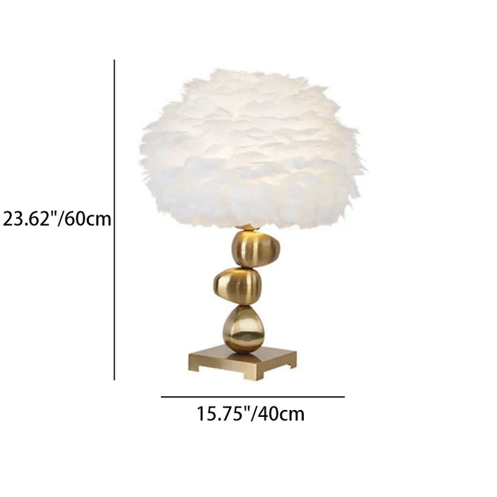 Modern Art Deco Iron Feather Pom Pom 1-Light Table Lamp For Living Room & Bedroom