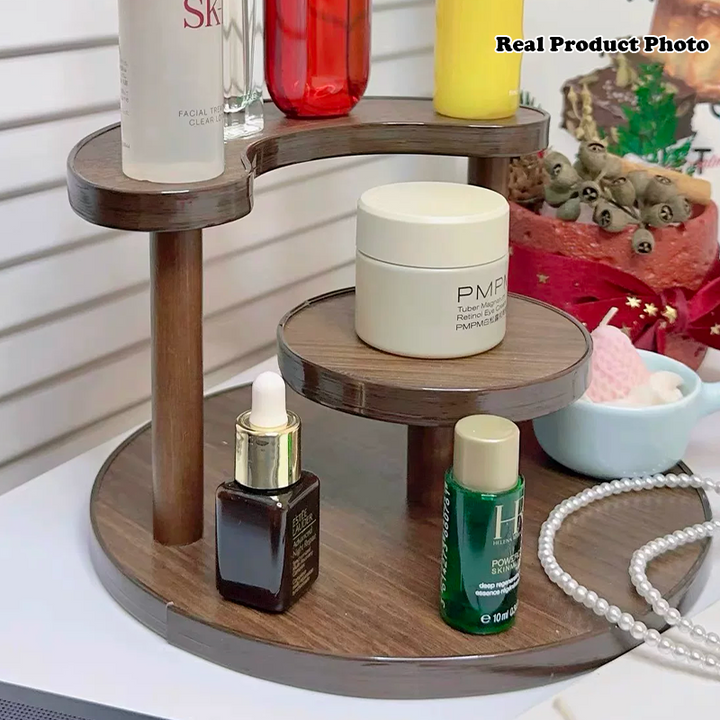 Étagère de rangement à 3 niveaux en bambou et acrylique, style minimaliste moderne, organisateur de bureau pour chambre et entrée 