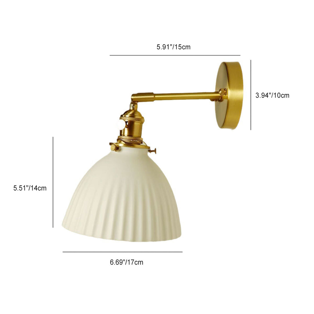Applique murale moderne minimaliste demi-ronde en céramique cuivrée à 1 lumière pour chambre 
