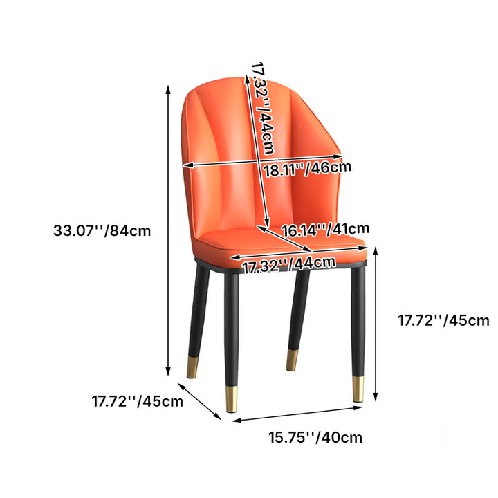 Modern Luxury PU Leather Padded Dining Chair Wing Backrest Armless For Dining Room