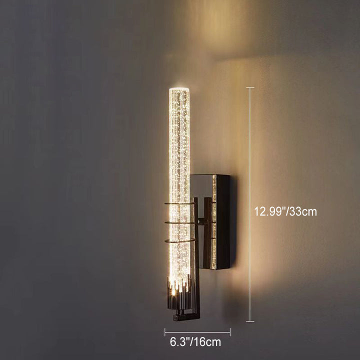 Applique murale contemporaine en fer cylindrique de luxe en cristal LED pour salon 