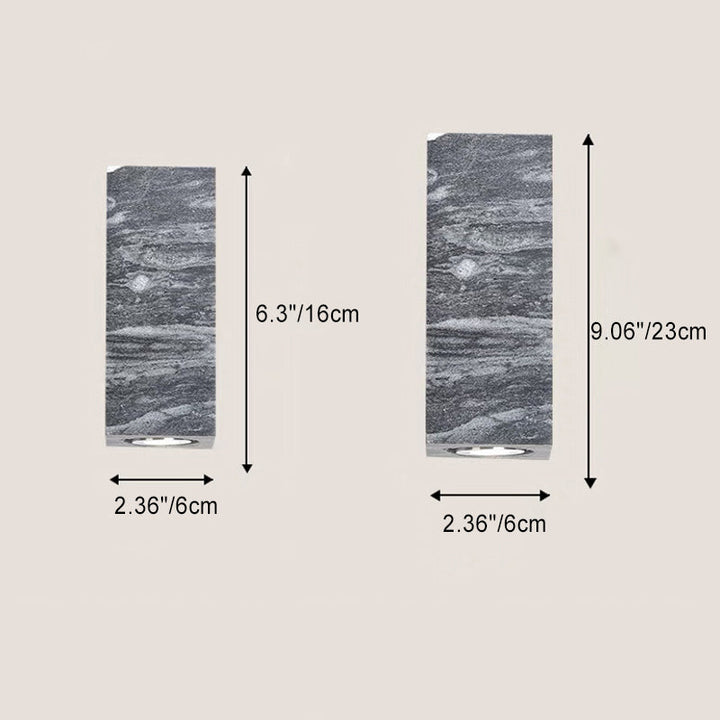 Lámpara de pared moderna minimalista de cilindro cuadrado de piedra y madera de 1 luz para dormitorio 
