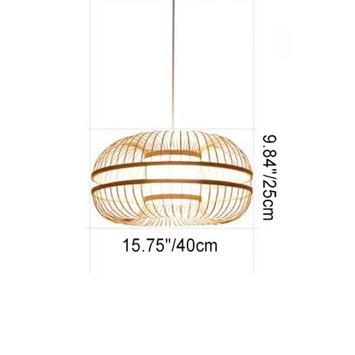 Japanese Element Bamboo Drum 1-Light Pendant Light