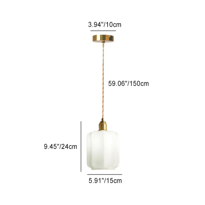 Traditionelle Vintage zylindrische Messingglas 1-Licht Pendelleuchte für Schlafzimmer 