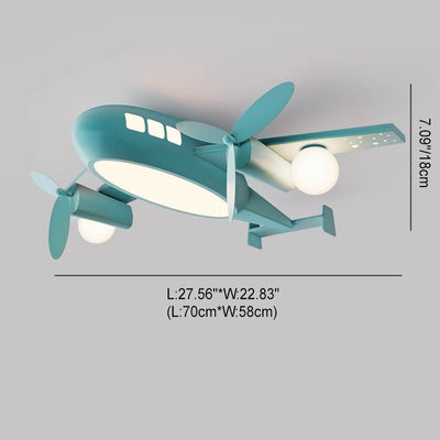 Nordic Creative Kids Cartoon Wrought Iron Airplane LED Flush Mount Ceiling Light