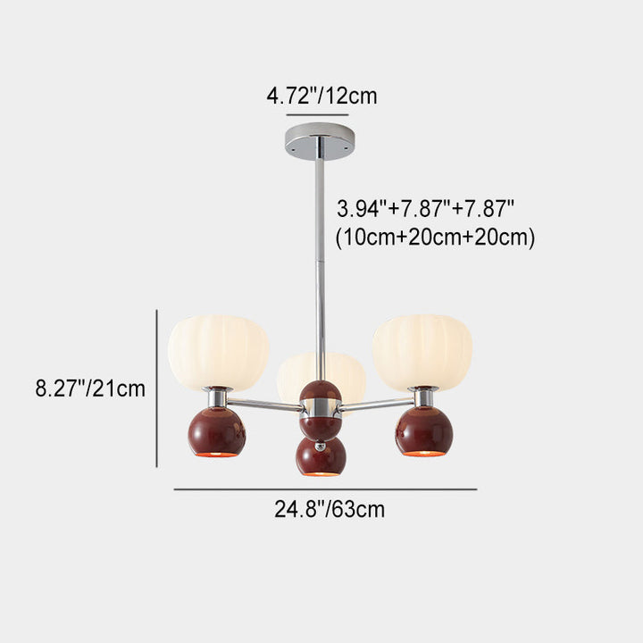 Zeitgenössischer kreativer Kürbis-Orb-Eisen-Aluminium-Acryl-6/12/16-Licht-Kronleuchter für Wohnzimmer 