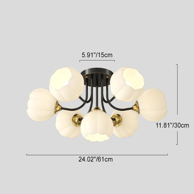 Zeitgenössische Creative Pod Kupferglas 7/9 Licht Halbbündige Deckenleuchte für Wohnzimmer 